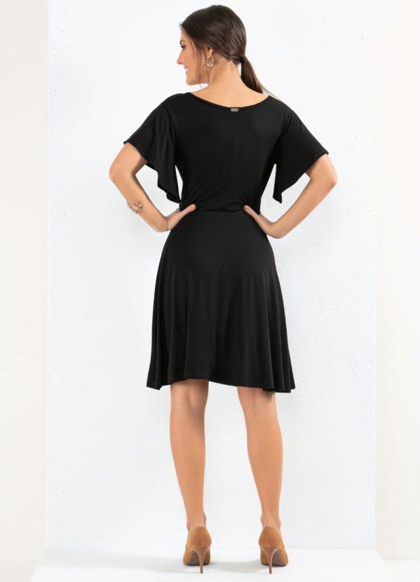 Quintess - Vestido Clássico Transpassado Preto 4