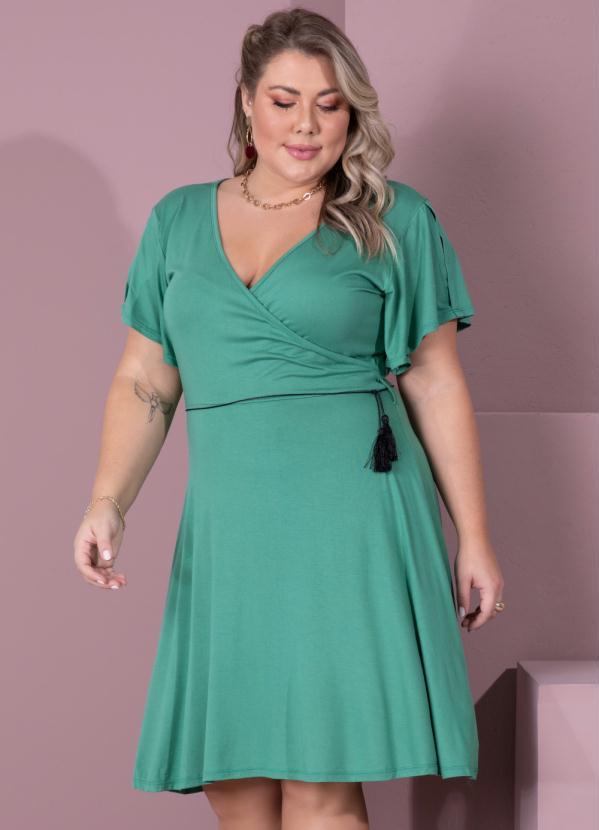 Quintess - Vestido Clássico Transpassado Verde 6