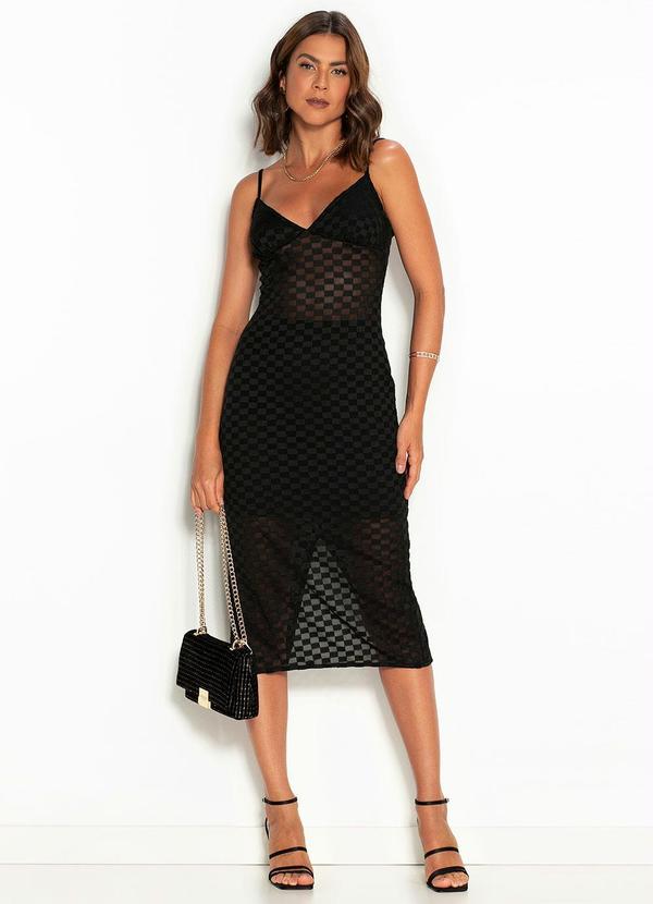 Colcci - Vestido Colcci Transparencia Preto