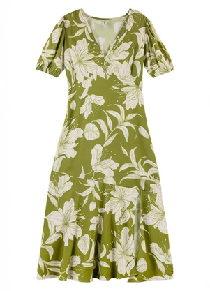 Outlet - Vestido com Abertura Adulto Feminino Verde - OUTLET