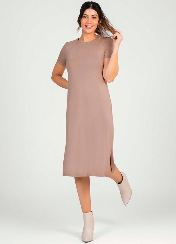 Cativa - Vestido com Abertura nas Laterais Bege