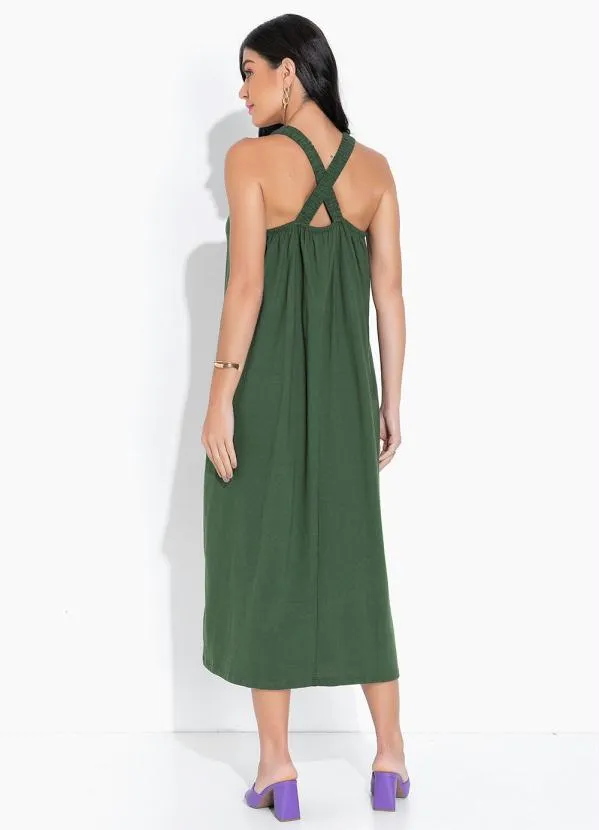 bonprix - Vestido com Alças Cruzadas Verde Oliva 2