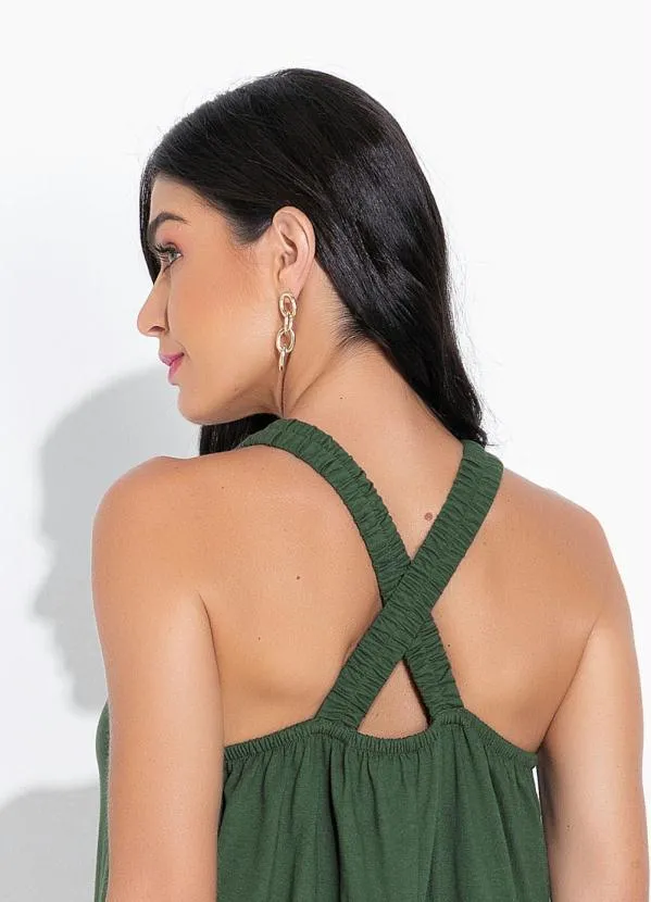 bonprix - Vestido com Alças Cruzadas Verde Oliva 3
