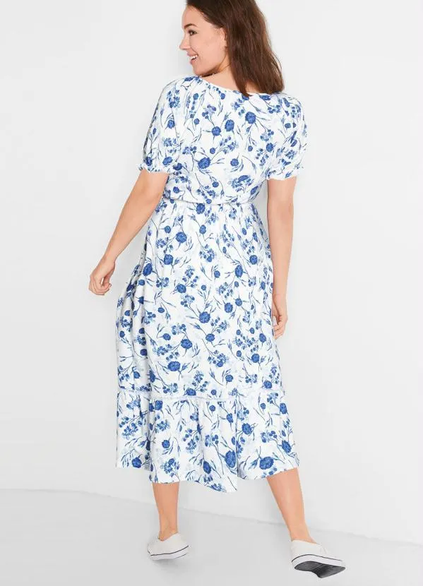 bonprix - Vestido com Amarração Floral Azul 6