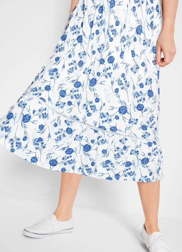 bonprix - Vestido com Amarração Floral Azul 5