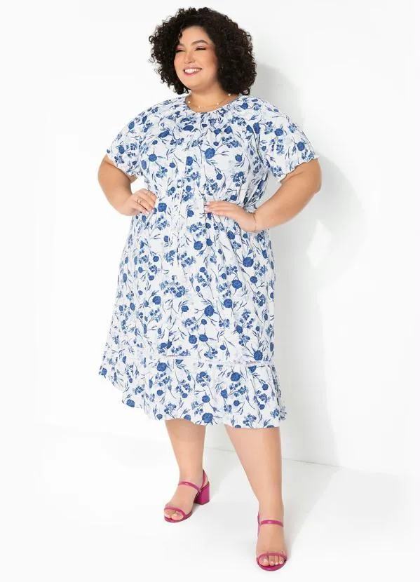 bonprix - Vestido com Amarração Floral Azul 4