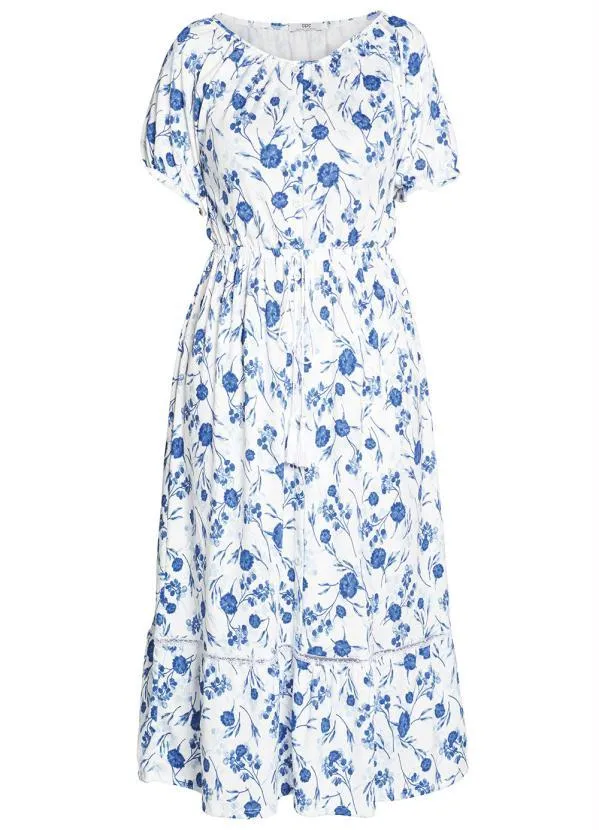 bonprix - Vestido com Amarração Floral Azul 2