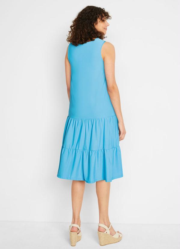 Queima Estoque - Vestido com Amarração Midi Azul 2