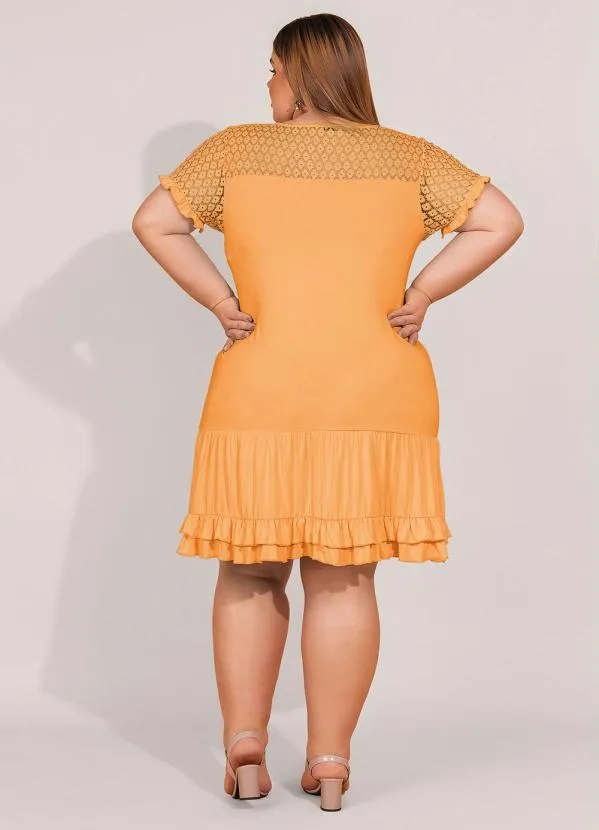 bonprix - Vestido com Babadinhos e Renda  Laranja 9