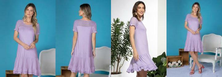 Vestido com Babadinhos e Renda Lils