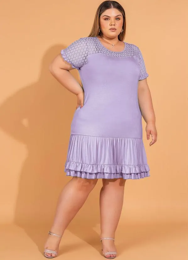 bonprix - Vestido com Babadinhos e Renda Lilás 11