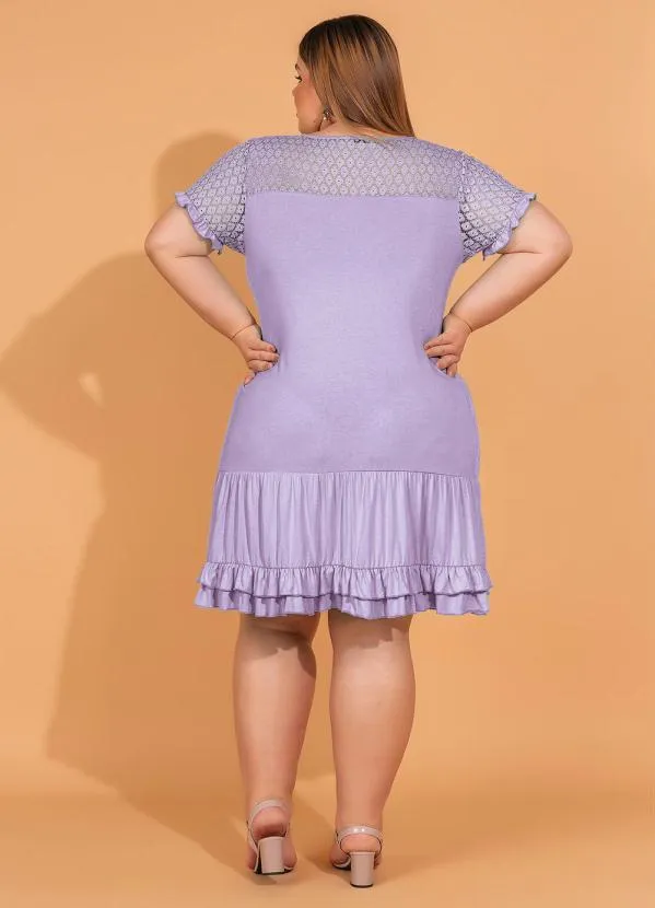 bonprix - Vestido com Babadinhos e Renda Lilás 12