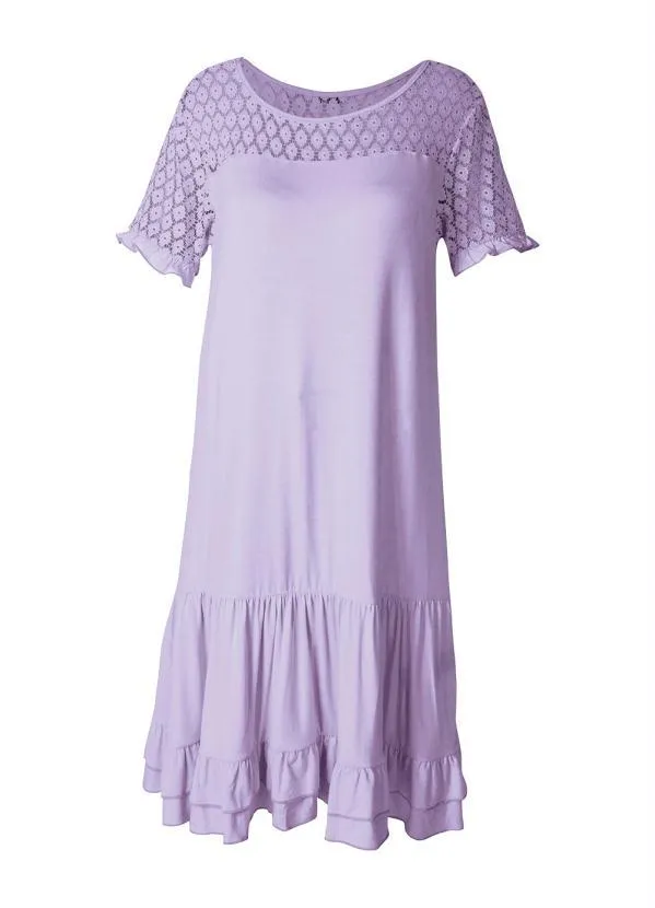 bonprix - Vestido com Babadinhos e Renda Lilás 13