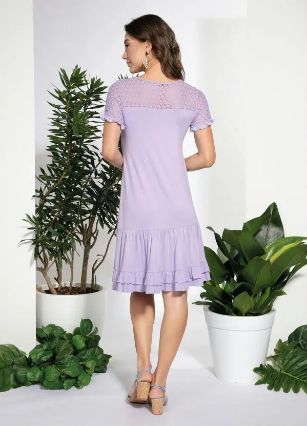 bonprix - Vestido com Babadinhos e Renda Lilás 7