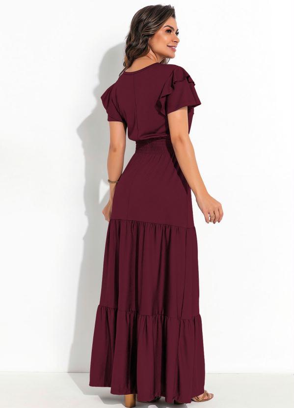 Rosalie - Vestido com Babado Bordô 2