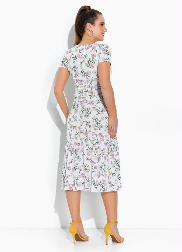 Rosalie - Vestido com Babado Floral Branco 2