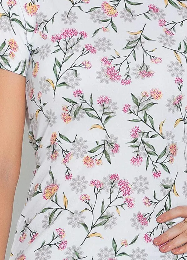 Rosalie - Vestido com Babado Floral Branco 3