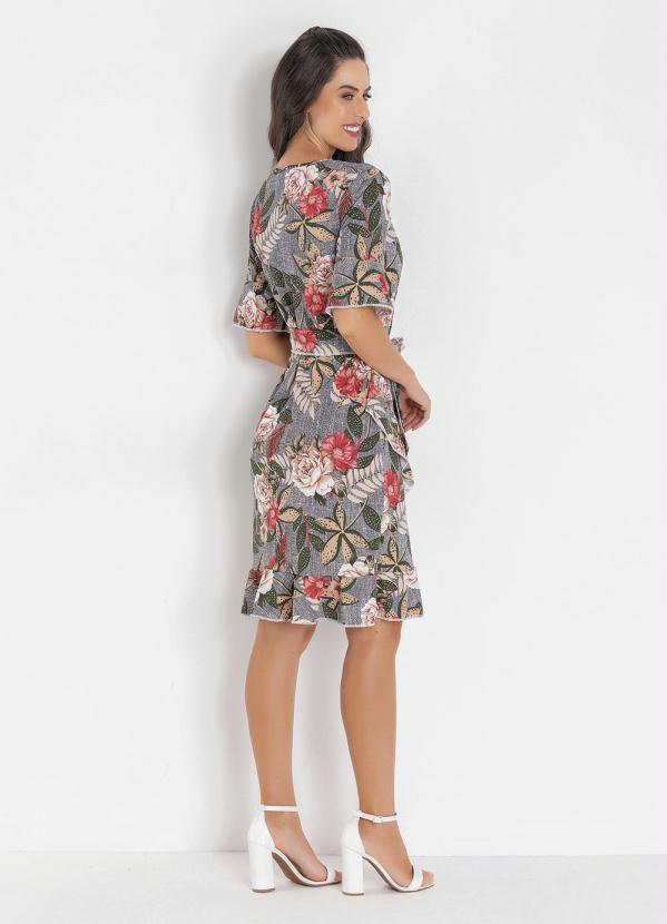 Rosalie - Vestido com Babado Floral Preto 2