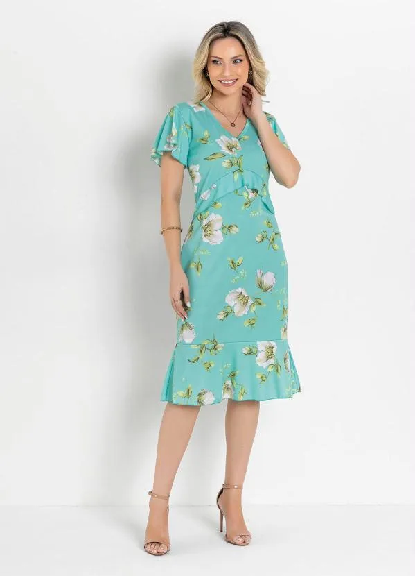 Rosalie - Vestido com Babado Floral Verde 3