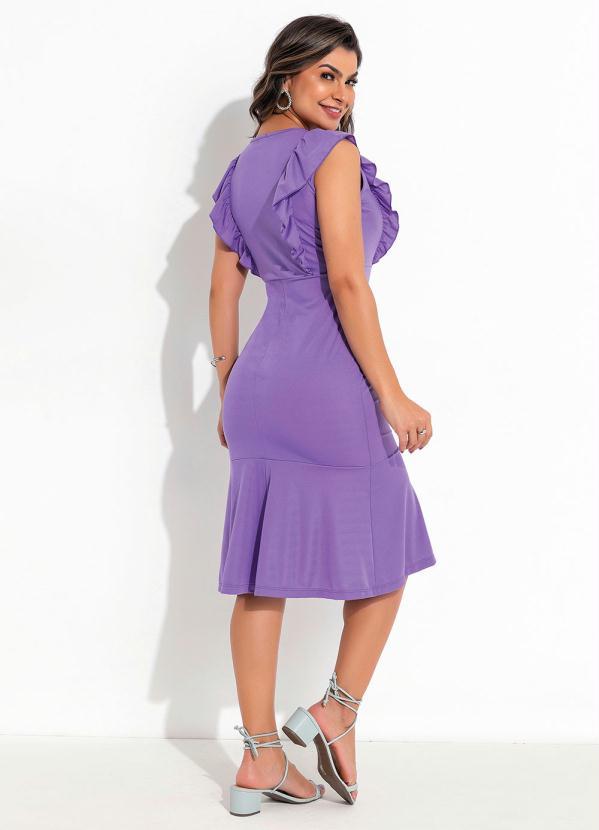 Outlet - Vestido com Babado Lilás 3