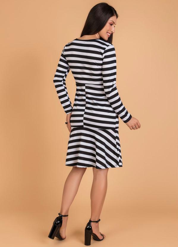 Outlet - Vestido com Babado Listrado Moda Evangélica 5