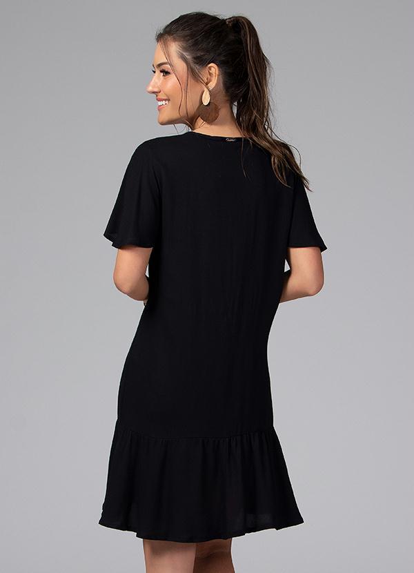 Quintess - Vestido com Babado na Barra Preto 2