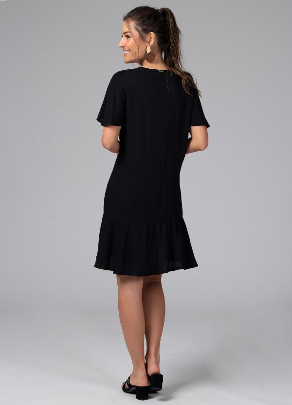 Quintess - Vestido com Babado na Barra Preto 4