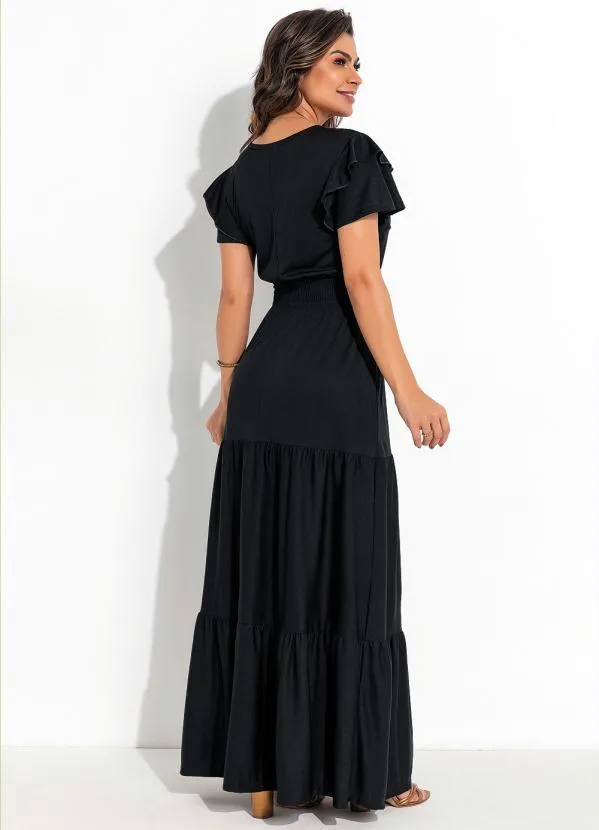 Rosalie - Vestido com Babado Preto 2