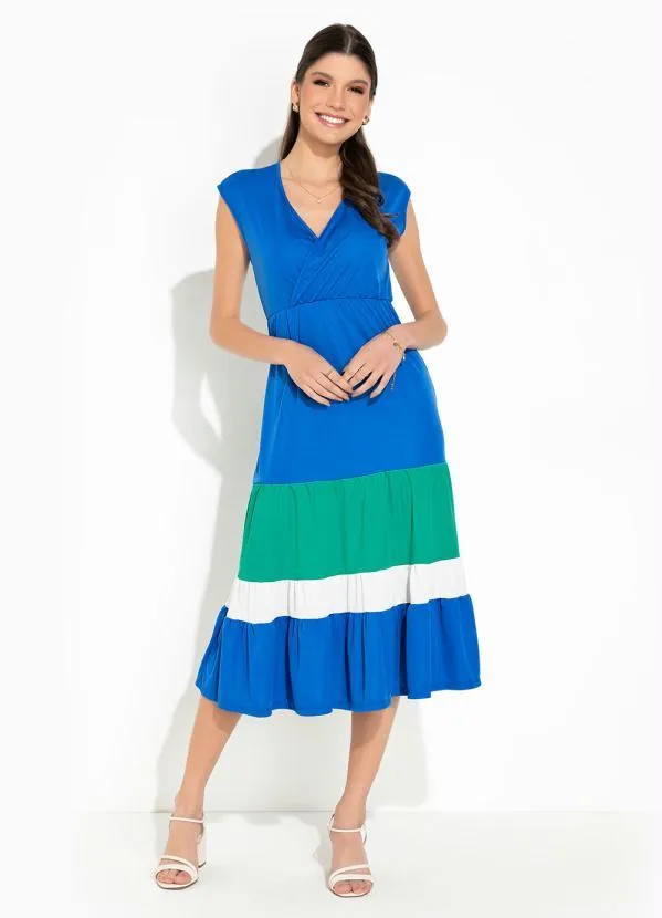 Rosalie - Vestido com Babado Tricolor