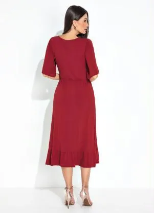 bonprix - Vestido com Babados Bordô - BONPRIX
