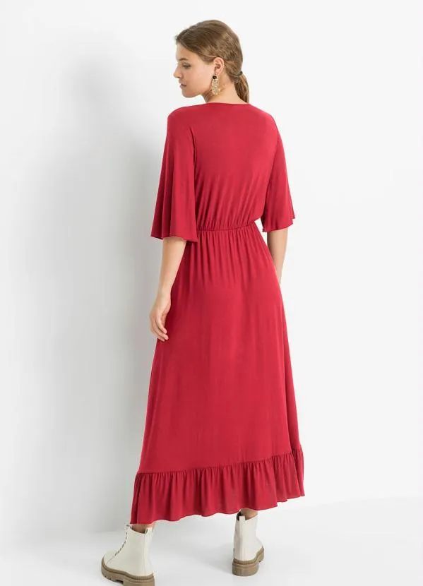 bonprix - Vestido com Babados Bordô 5