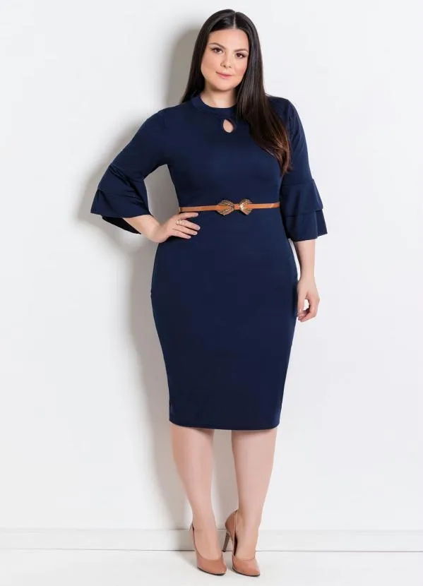 Rosalie - Vestido com Babados nas Mangas Marinho 10