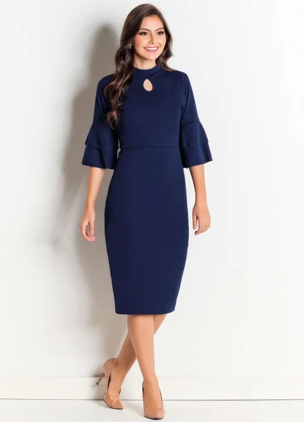 Rosalie - Vestido com Babados nas Mangas Marinho 3