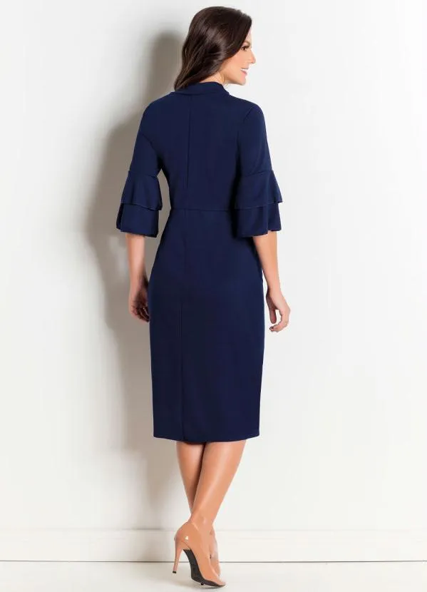 Rosalie - Vestido com Babados nas Mangas Marinho 4