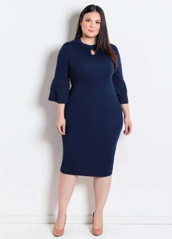 Rosalie - Vestido com Babados nas Mangas Marinho 8