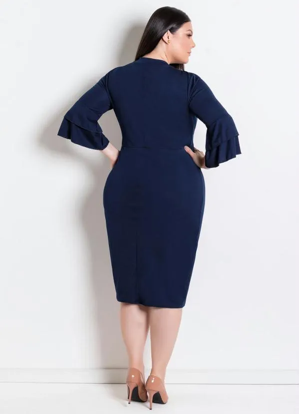 Rosalie - Vestido com Babados nas Mangas Marinho 9