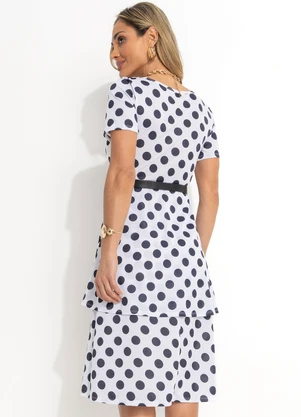 Rosalie - Vestido com Babados Poá Branco - ROSALIE