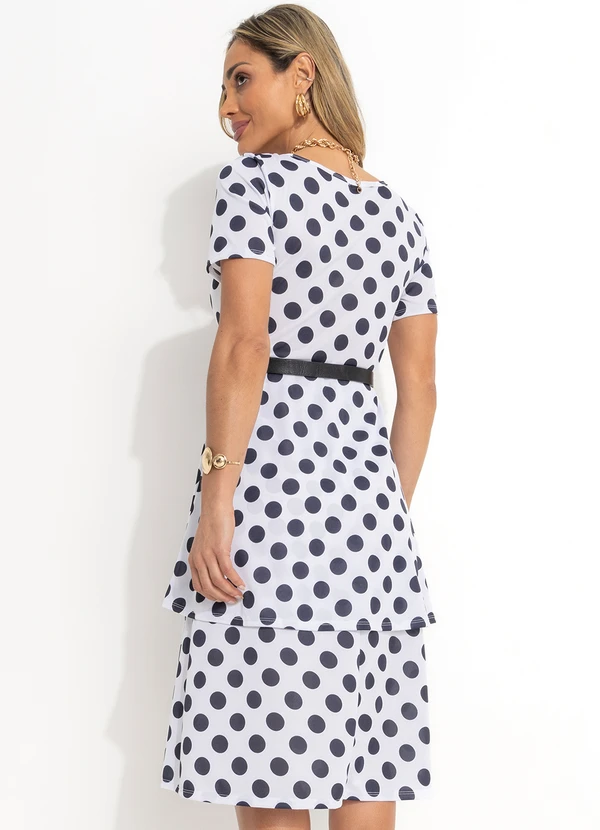 Rosalie - Vestido com Babados Poá Branco 2