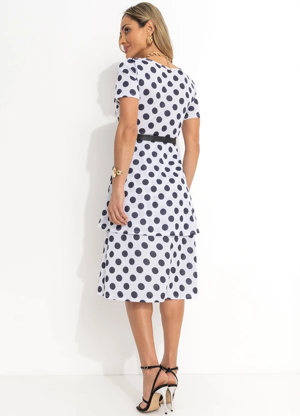 Rosalie - Vestido com Babados Poá Branco 5