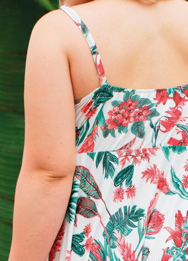 Outlet - Vestido com Barra Assimétrica Floral Branco 12