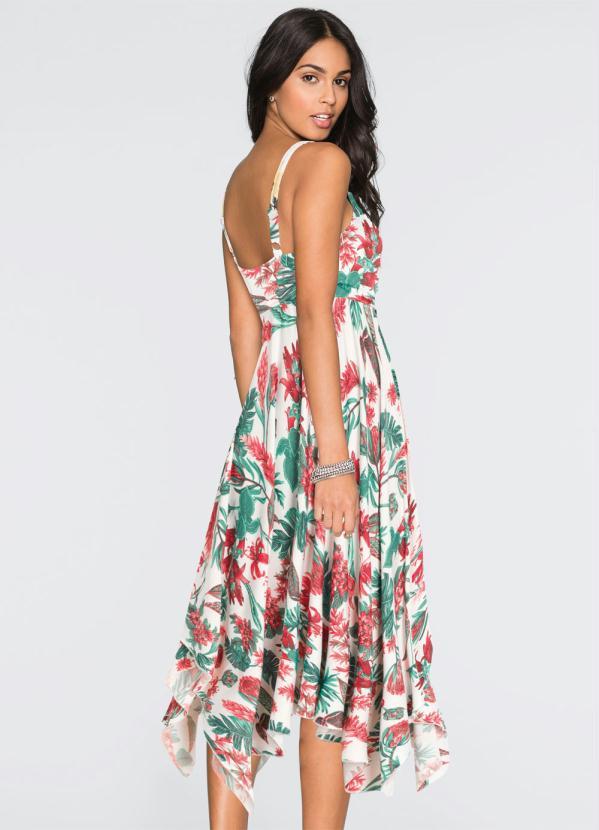 Outlet - Vestido com Barra Assimétrica Floral Branco 2