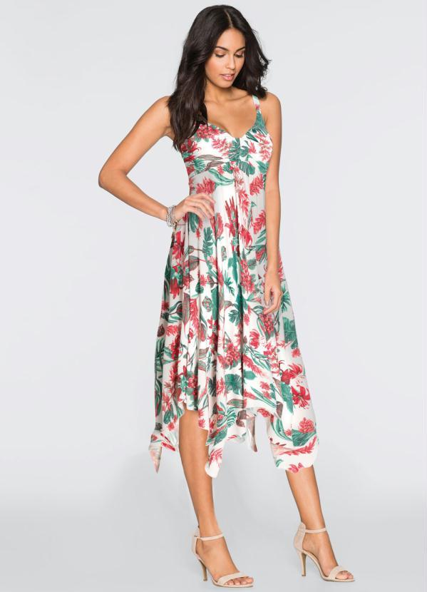 Outlet - Vestido com Barra Assimétrica Floral Branco 4