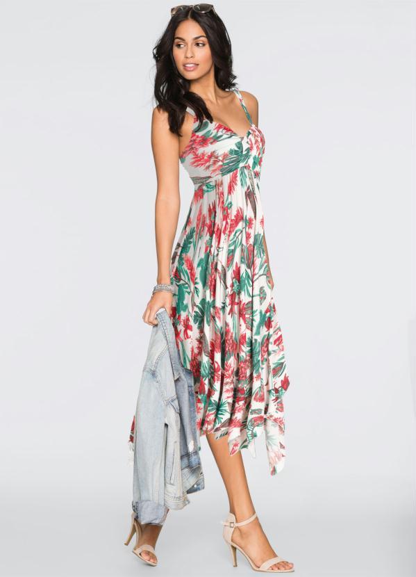 Outlet - Vestido com Barra Assimétrica Floral Branco 5