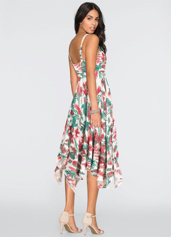 Outlet - Vestido com Barra Assimétrica Floral Branco 6