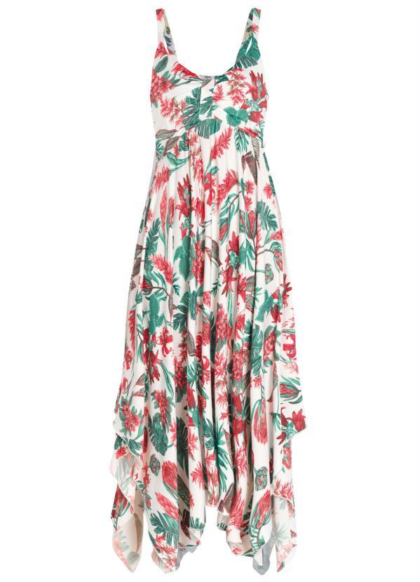 Outlet - Vestido com Barra Assimétrica Floral Branco 7