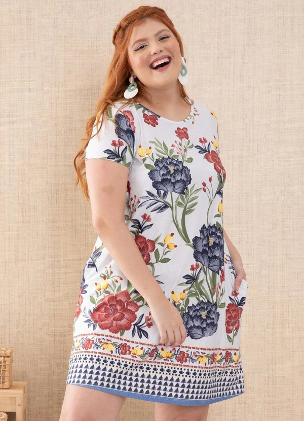 Quintess - Vestido com Bolsos Floral Étnico 12