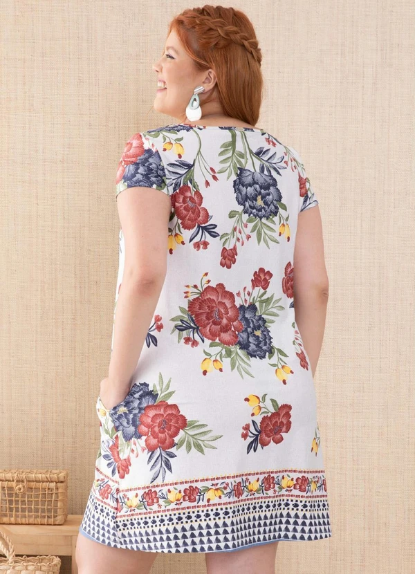 Quintess - Vestido com Bolsos Floral Étnico 13