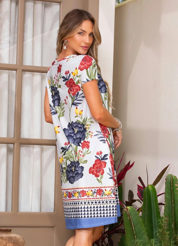 Quintess - Vestido com Bolsos Floral Étnico 2