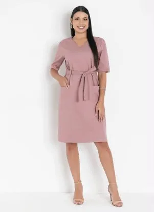 Rosalie - Vestido com Bolsos Rosê - ROSALIE