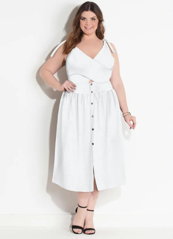 Quintess - Vestido com Botões Frontais Branco 3